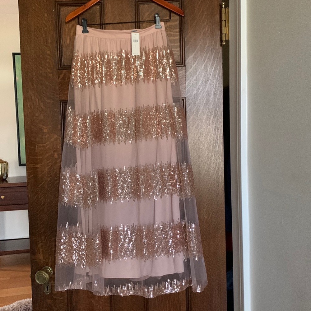 Anthropologie Rose Sequined long skirt w/tags